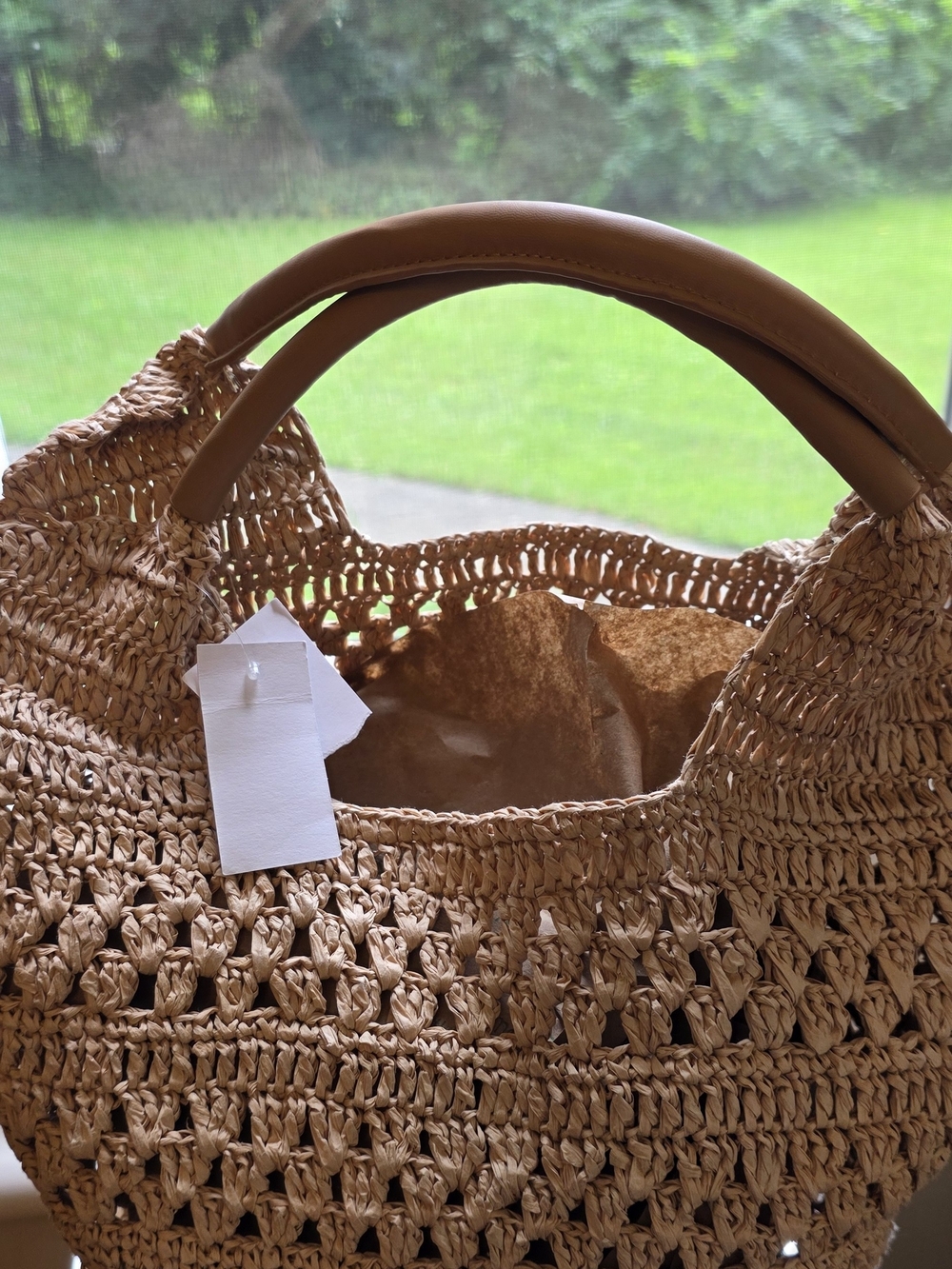 NWT J Crew Woven Raffia Tote Bag in Natural Tan - Picture 4 of 7